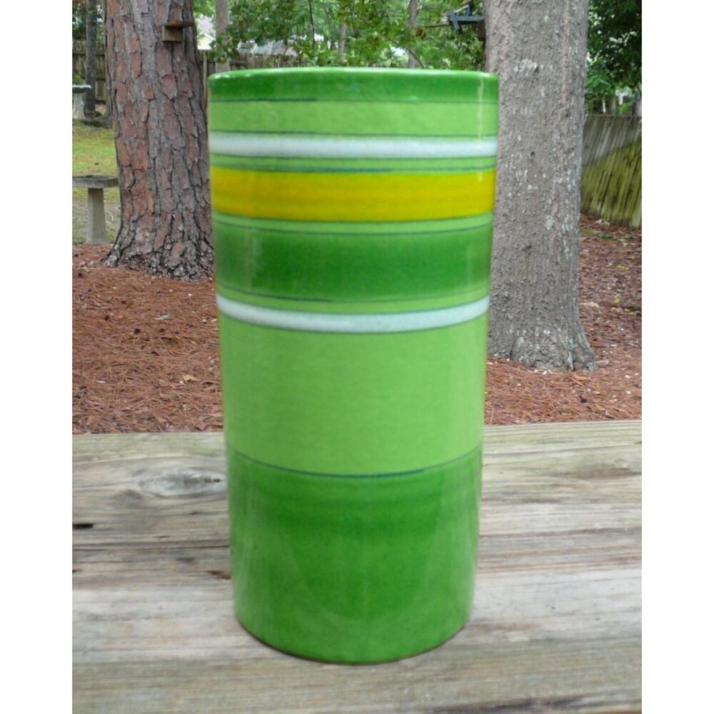 1970's Aldo Londi Bitossi Fascie Colorate Vase Green Yellow Rosenthal Netter